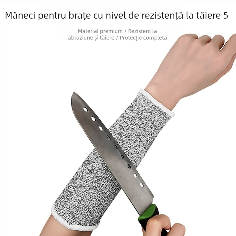 Protecții pentru antebrațe anti-tăiere, nivel 5, cu protecții de încheietură HPPE, protecție la tăiere și zgârieturi, pentru manipularea și încărcarea/descărcarea sticlei