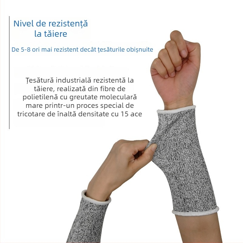 Protecții pentru antebrațe anti-tăiere, nivel 5, cu protecții de încheietură HPPE, protecție la tăiere și zgârieturi, pentru manipularea și încărcarea/descărcarea sticlei