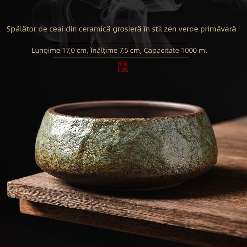 Zen inspirat ceainic ceramic pentru spălat ceai, mare capacitate, stil chinezesc, model de piatră
