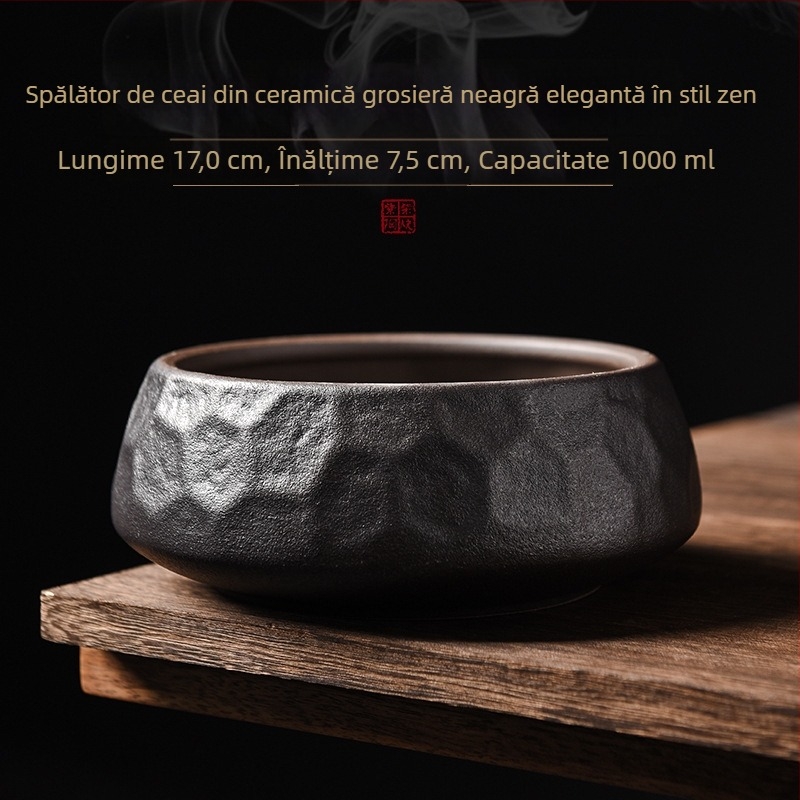 Zen inspirat ceainic ceramic pentru spălat ceai, mare capacitate, stil chinezesc, model de piatră