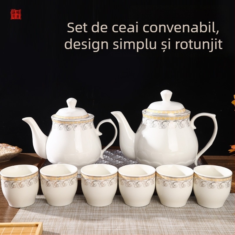 Ceainic ceramic rezistent la temperaturi înalte, stil chinezesc, capacitate mare, pentru uz casnic, cești din porțelan