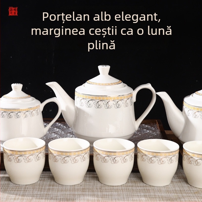 Ceainic ceramic rezistent la temperaturi înalte, stil chinezesc, capacitate mare, pentru uz casnic, cești din porțelan