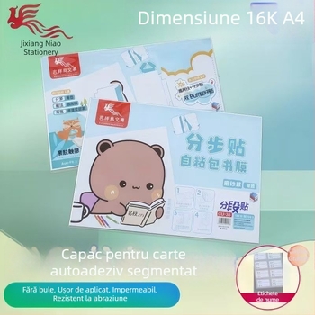 Pasăre norocoasă – folie mată autoadezivă pentru copertă de carte, A4/16K, rezistentă la apă, rezistentă la rupere, aplicație pas cu pas