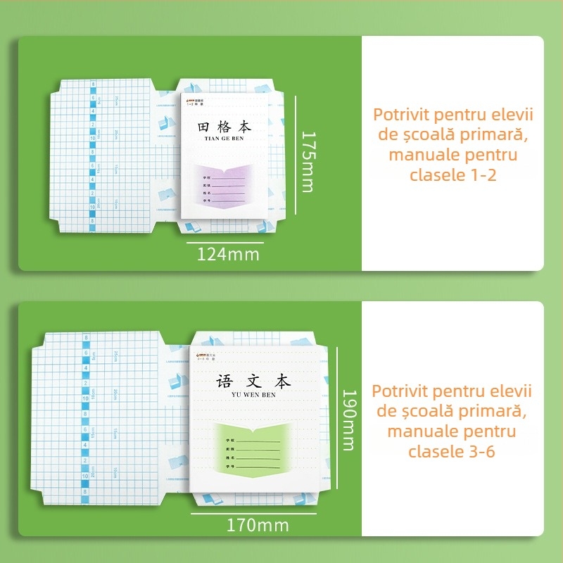 Husă autoadezivă transparentă, mată pentru caiet de exerciții pentru elevi din învățământ primar — impermeabilă
