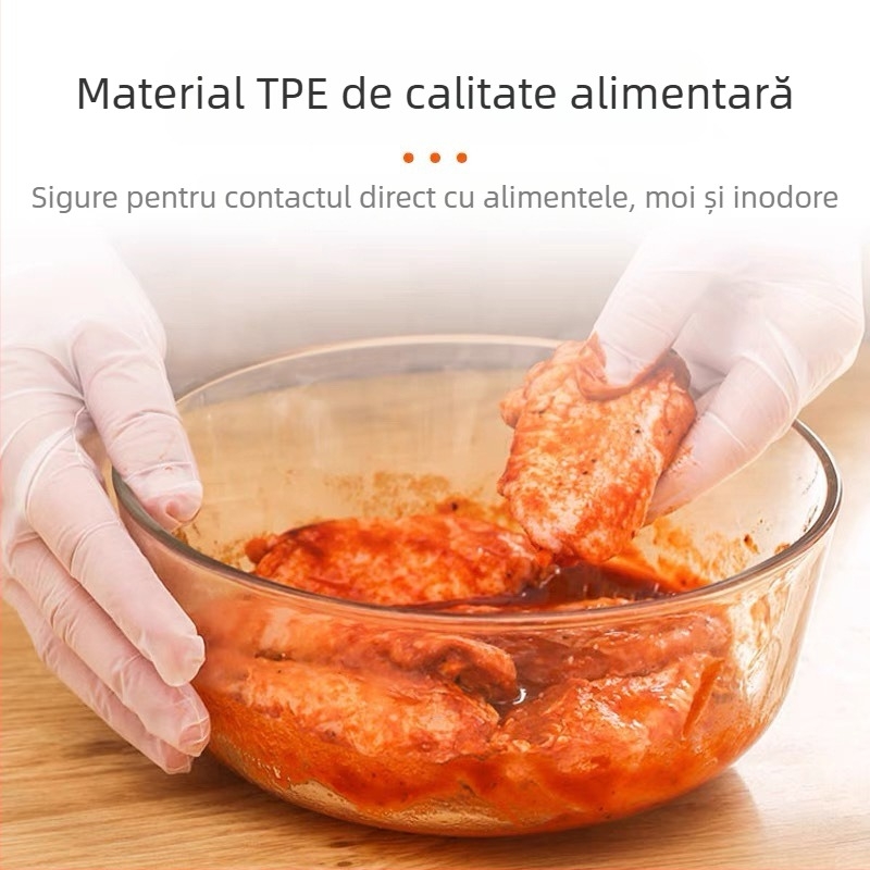 Mănuși elastice de unică folosință din TPE, de calitate alimentară, pentru uz casnic, transparente, din folie mai groasă