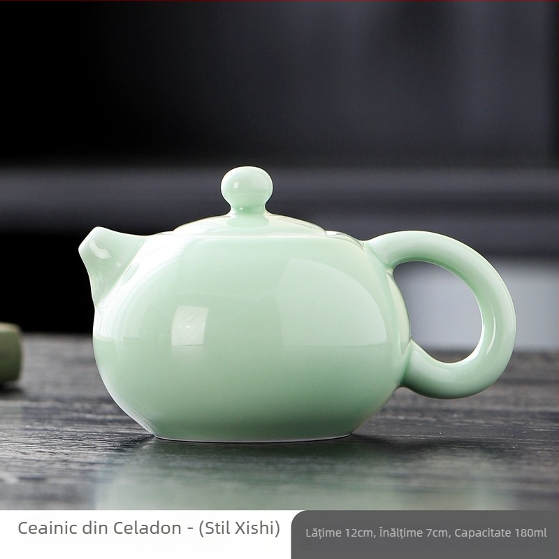 Ceainic Celadon Xishi, set ceramic Kung Fu pentru ceai, anti-arzire, design minimalist modern, cadou personalizat