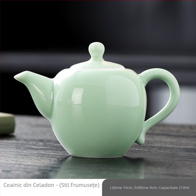 Ceainic Celadon Xishi, set ceramic Kung Fu pentru ceai, anti-arzire, design minimalist modern, cadou personalizat