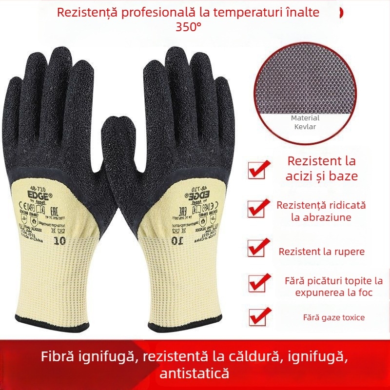Mănuși de sudură din Kevlar, cu protecție la tăiere și textură cu relie, rezistente la temperaturi înalte, antiderapante, rezistente la uzură, protecție împotriva perforării, mănuși de protecție pentru muncă