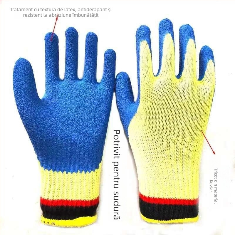 Mănuși de sudură din Kevlar, cu protecție la tăiere și textură cu relie, rezistente la temperaturi înalte, antiderapante, rezistente la uzură, protecție împotriva perforării, mănuși de protecție pentru muncă