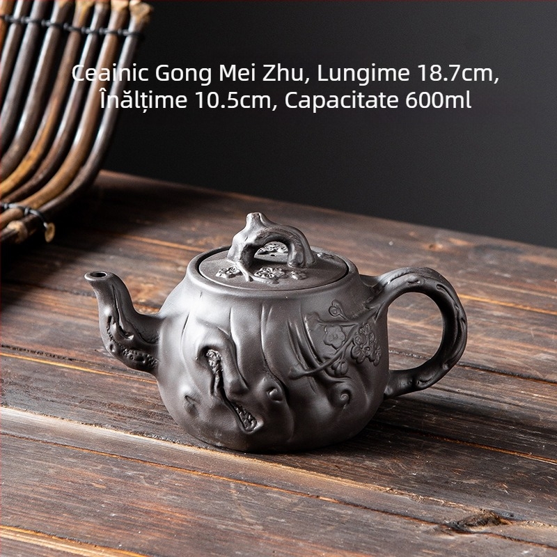 Ceainic din lut mov, capacitate mare, semi-artizanal, set ceramic de ceai cu cești pentru uz casnic