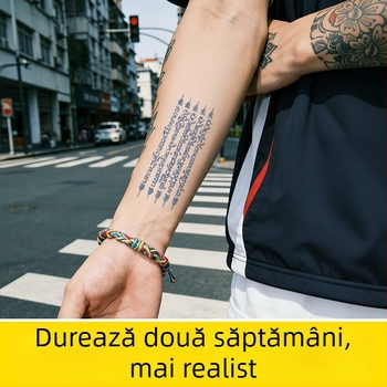 Abțibilduri de tatuaj din plante, fără apă, cu simboluri thailandeze, semi-permanente, rezistente la apă, aspect realist