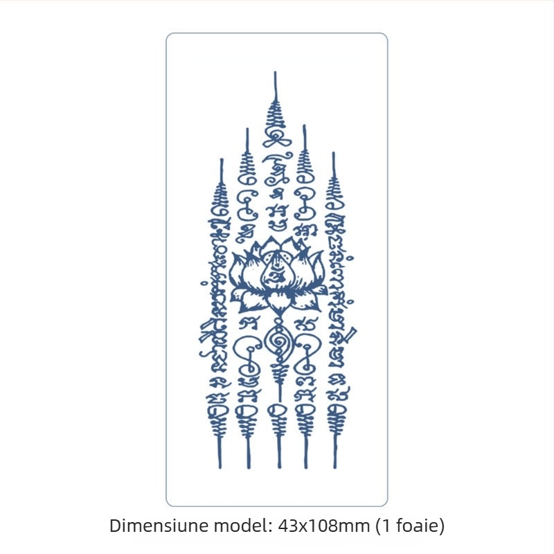 Abțibilduri de tatuaj din plante, fără apă, cu simboluri thailandeze, semi-permanente, rezistente la apă, aspect realist