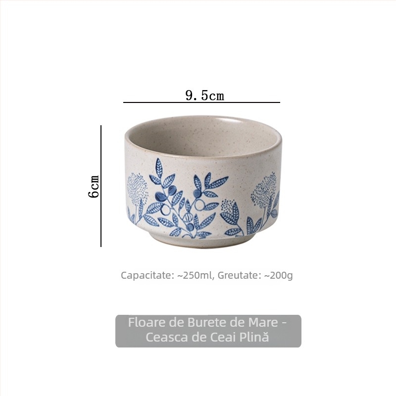 Ceainic japonez pictat manual, cu mâner de ridicare și ceașcă, set de ceai ceramic vintage cu filtru, capacitate mare pentru restaurante