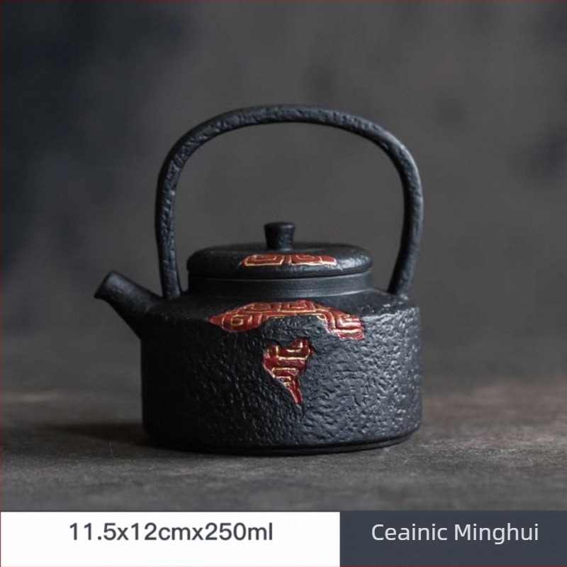 Ceainic lacuit, lucrat manual, cu filtru pentru ceai, ceramic pentru fierberea apei și prepararea ceaiului