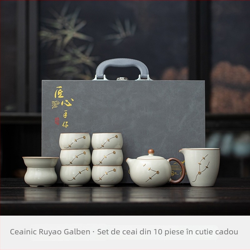 Set de ceai în stil chinezesc nou, cu ceainic Xishi din ceramică, într-o cutie cadou