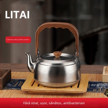 Ceainic din titaniu pur, cu mâner, filtru pentru ceai și capac, pentru uz casnic, stil modern minimalist, set Kung Fu de ceai