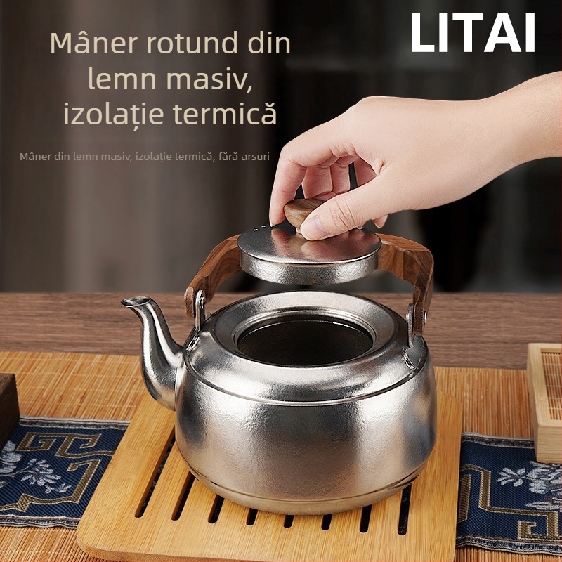 Ceainic din titaniu pur, cu mâner, filtru pentru ceai și capac, pentru uz casnic, stil modern minimalist, set Kung Fu de ceai