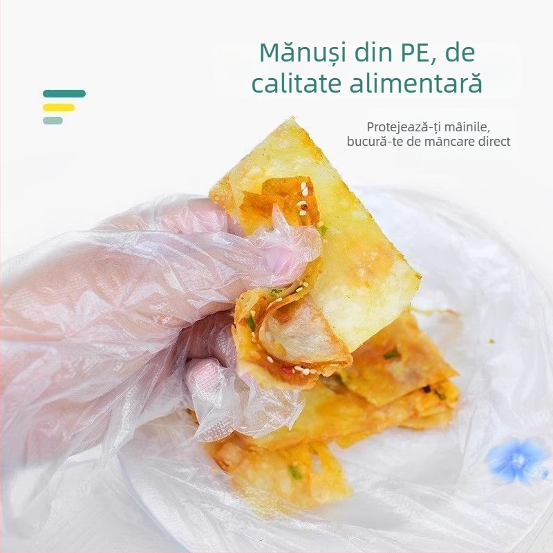 Mănuși de unică folosință, transparente, îngroșate, cu lungime extinsă, impermeabile și rezistente la ulei, din polietilenă, de calitate alimentară, pentru uz casnic și catering