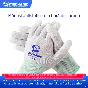 Mănuși antistatice din fibră de carbon pentru repararea componentelor telefoanelor mobile, rezistente la uzură și antiderapante, mănuși de lucru electronice AS02