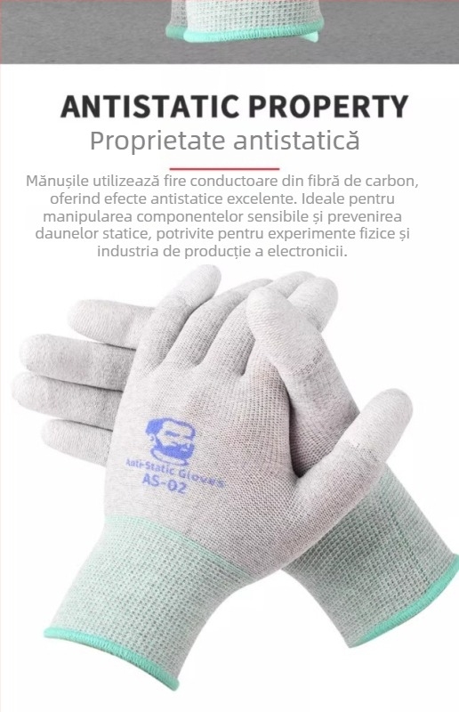 Mănuși antistatice din fibră de carbon pentru repararea componentelor telefoanelor mobile, rezistente la uzură și antiderapante, mănuși de lucru electronice AS02