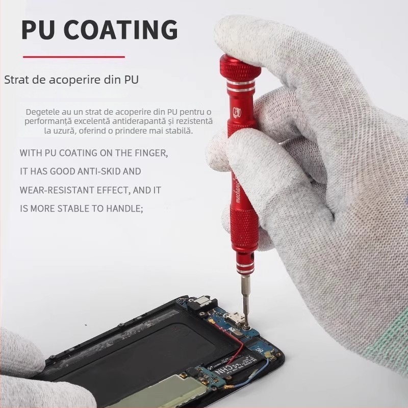 Mănuși antistatice din fibră de carbon pentru repararea componentelor telefoanelor mobile, rezistente la uzură și antiderapante, mănuși de lucru electronice AS02