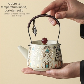 Set Gongfu de ceai din ceramică, cu husă portabilă, design elegant pentru casă și pentru călătorii, pentru patru persoane