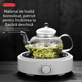 Ceainic din sticlă rezistentă la temperaturi, cu filtru pentru separarea ceaiului de apă, set de ceai cu flori