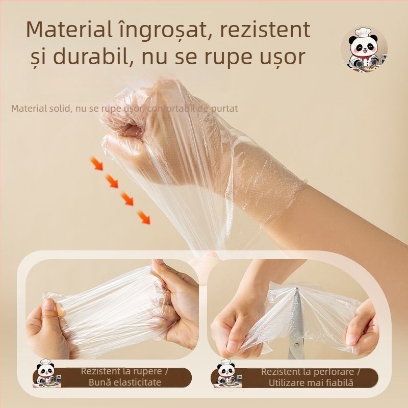 Mănuși de unică folosință din TPE, de calitate alimentară, pentru bucătărie, frământarea aluatului, coacere și curățenie; groase și durabile