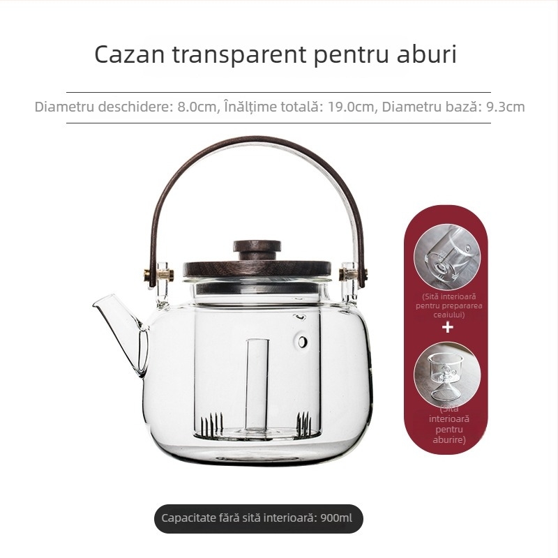 Ceainic de sticlă încălzit în stil japonez, cu mâner ridicător, pentru plită ceramică electrică