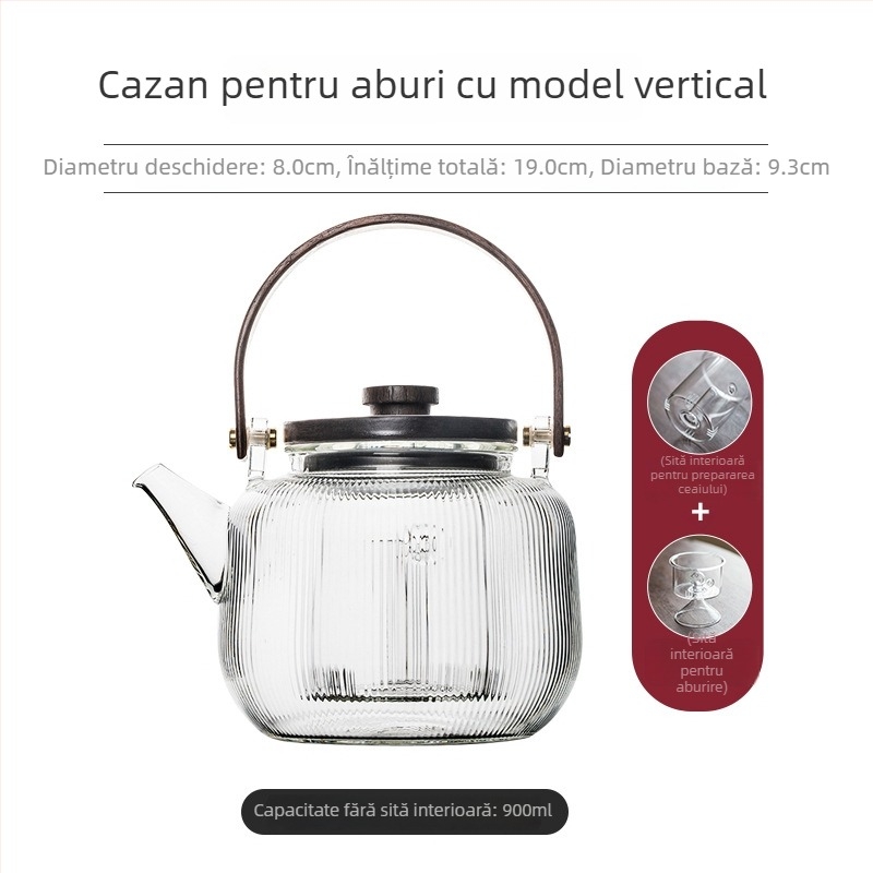 Ceainic de sticlă încălzit în stil japonez, cu mâner ridicător, pentru plită ceramică electrică