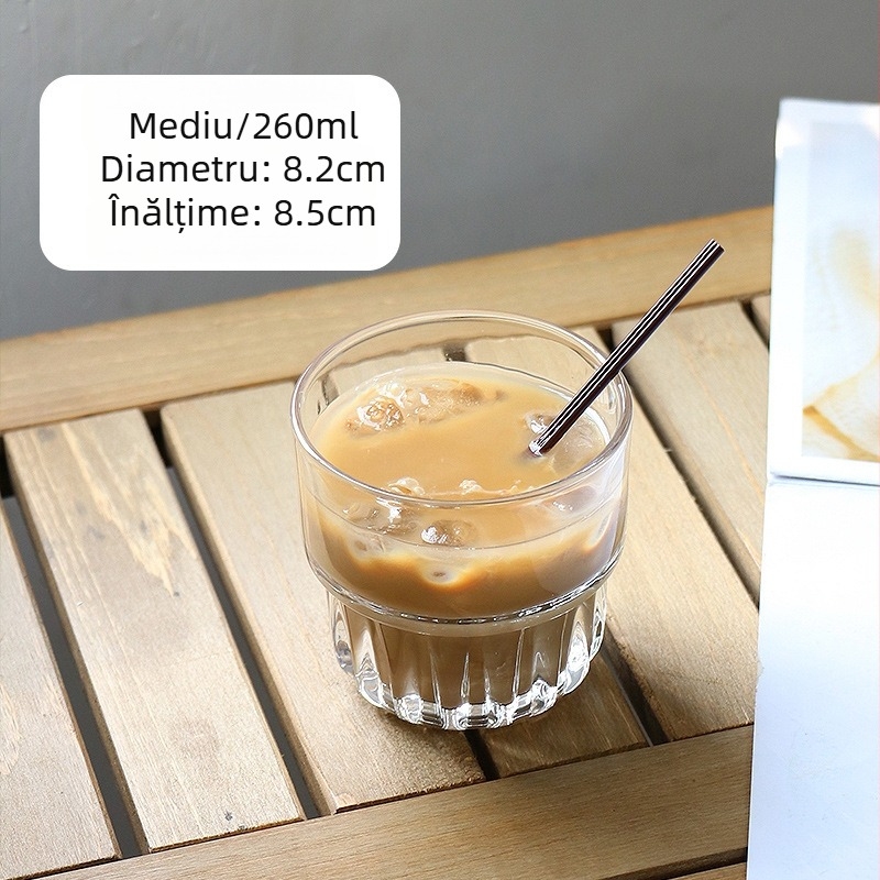 Pahar din sticlă cristal pentru ceai de fructe, ceai cu lapte, băuturi fierbinți și suc