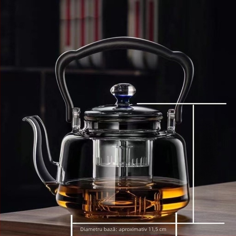 Ceainic din sticlă borosilicată de înaltă rezistență, cu mâner, pentru uz casnic și de birou, filtru universal pentru ceai, potrivit pentru plita ceramică electrică