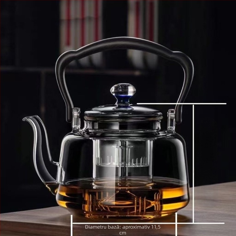 Ceainic din sticlă borosilicată de înaltă rezistență, cu mâner, pentru uz casnic și de birou, filtru universal pentru ceai, potrivit pentru plita ceramică electrică