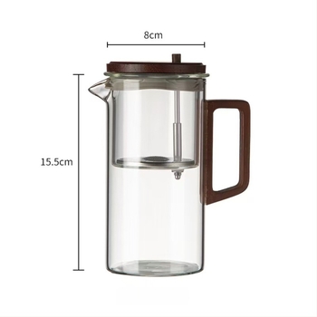 Ceainic elegant cu filtru de separare ceai-apă, infuzor magnetic pentru birou, set de ceai cu mâner din lemn