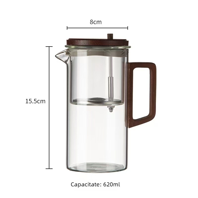 Ceainic elegant cu filtru de separare ceai-apă, infuzor magnetic pentru birou, set de ceai cu mâner din lemn