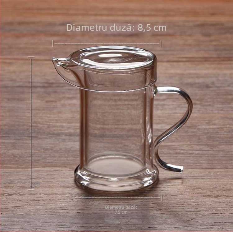 Ceainic din sticlă rezistentă la temperaturi, mâner în formă de S, pentru ceai Snow Chrysanthemum, interior din sticlă, fabricat manual