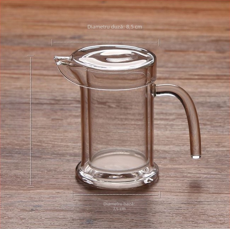 Ceainic din sticlă rezistentă la temperaturi, mâner în formă de S, pentru ceai Snow Chrysanthemum, interior din sticlă, fabricat manual
