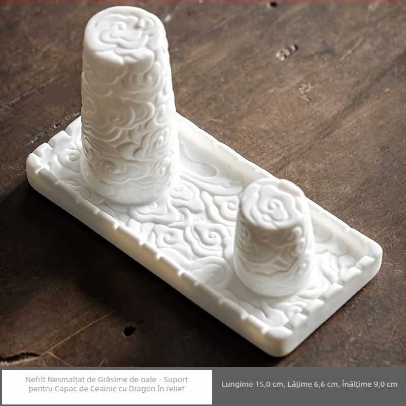 Suport pentru capac de ceainic din porțelan alb, cu motiv noros, suport ceramic pentru capac și raft de uscare pentru ceremonia ceaiului acasă