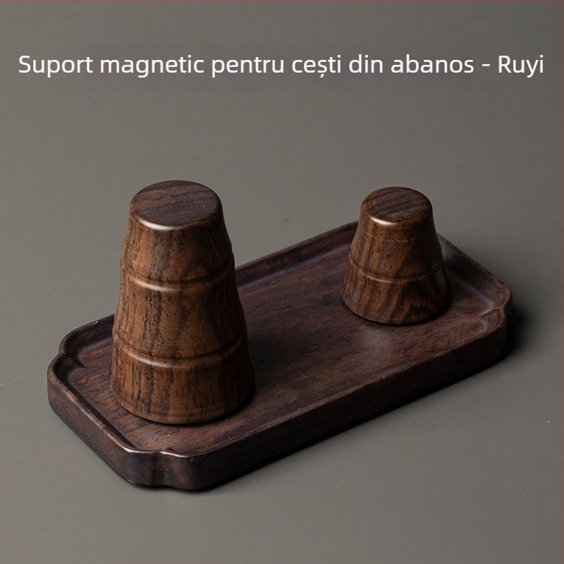 Rongshantang suport pentru ceainic din lemn de abanos cu capac magnetic – suport din lemn masiv pentru ceainice, accesorii pentru ceai din lut purpuriu, ceremonie a ceaiului