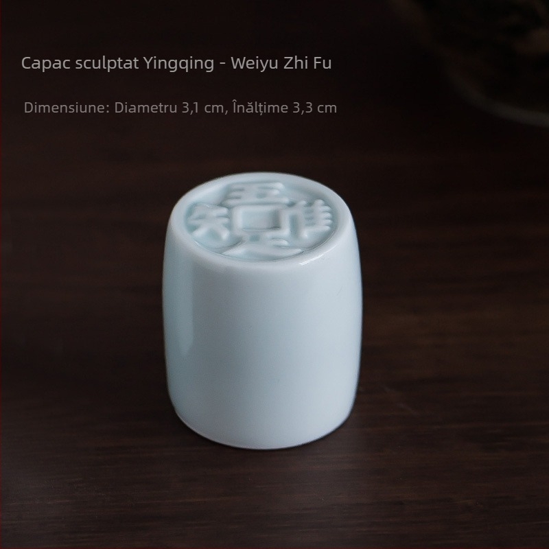 Set de capace ceramic lucrat manual, verde închis, mic, suport pentru capacul oalei și suport pentru capacul bolului, accesorii pentru ceremonia ceaiului