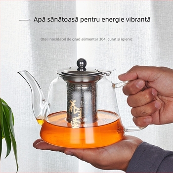 Ceainic din sticlă cu filtru din oțel inoxidabil, separare ceai-apă, plită electrică ceramică, capacitate mare, rezistent la temperaturi înalte
