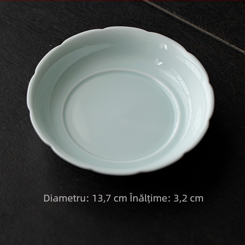 Set ceramic de ceai cu design de petale: suport pentru ceainic, suporturi pentru cești, farfurie pentru fructe și accesorii pentru ceremonia ceaiului