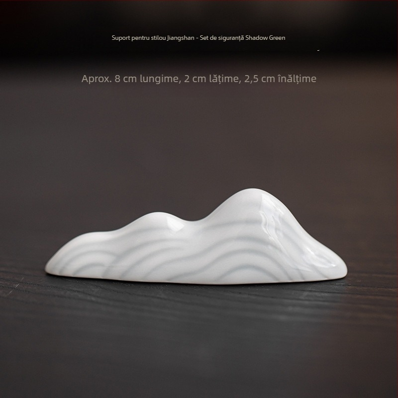 Set ceramic pentru ceremonia ceaiului: suport pentru pix, suport pentru capacul ceainicului, ornament decorativ în formă de stâncă și suport pentru lingurița de matcha