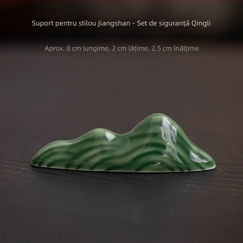 Set ceramic pentru ceremonia ceaiului: suport pentru pix, suport pentru capacul ceainicului, ornament decorativ în formă de stâncă și suport pentru lingurița de matcha