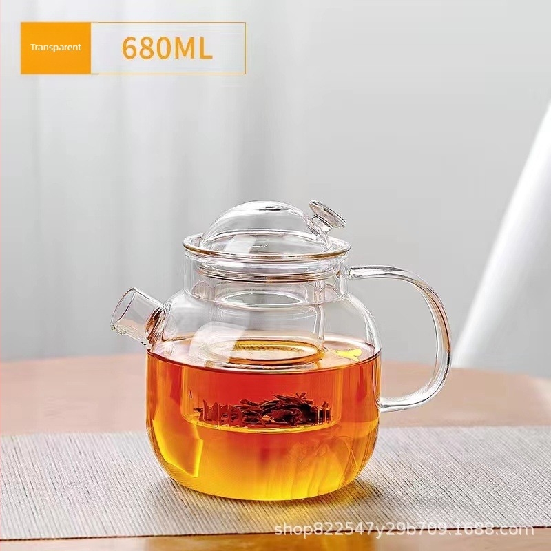 Ceainic din sticlă cu filtru, capacitate mare, rezistent la căldură