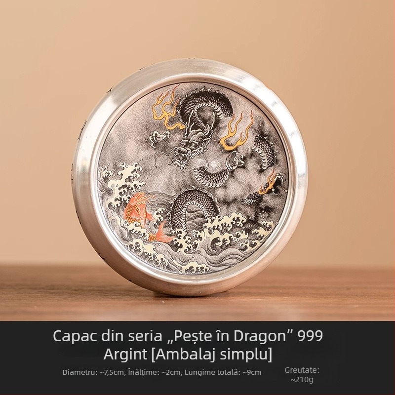 Jutaotang Suport de capac cu dragon de cerneală — accesorii de ceai din porțelan, covoraș pentru cești și ceainic