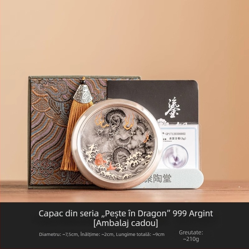 Jutaotang Suport de capac cu dragon de cerneală — accesorii de ceai din porțelan, covoraș pentru cești și ceainic