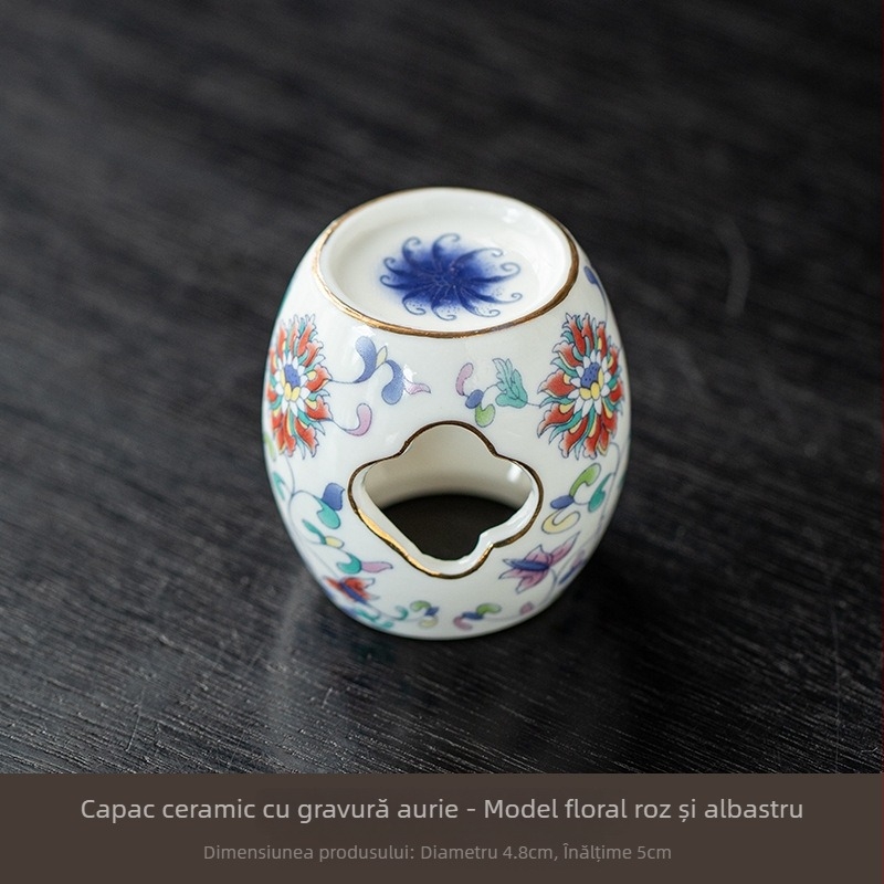 Set ceramic de ceai albastru-alb cu lut Yixing, suport pentru capacul ceainicului, accesorii pentru ceremonia ceaiului, decor pentru casă
