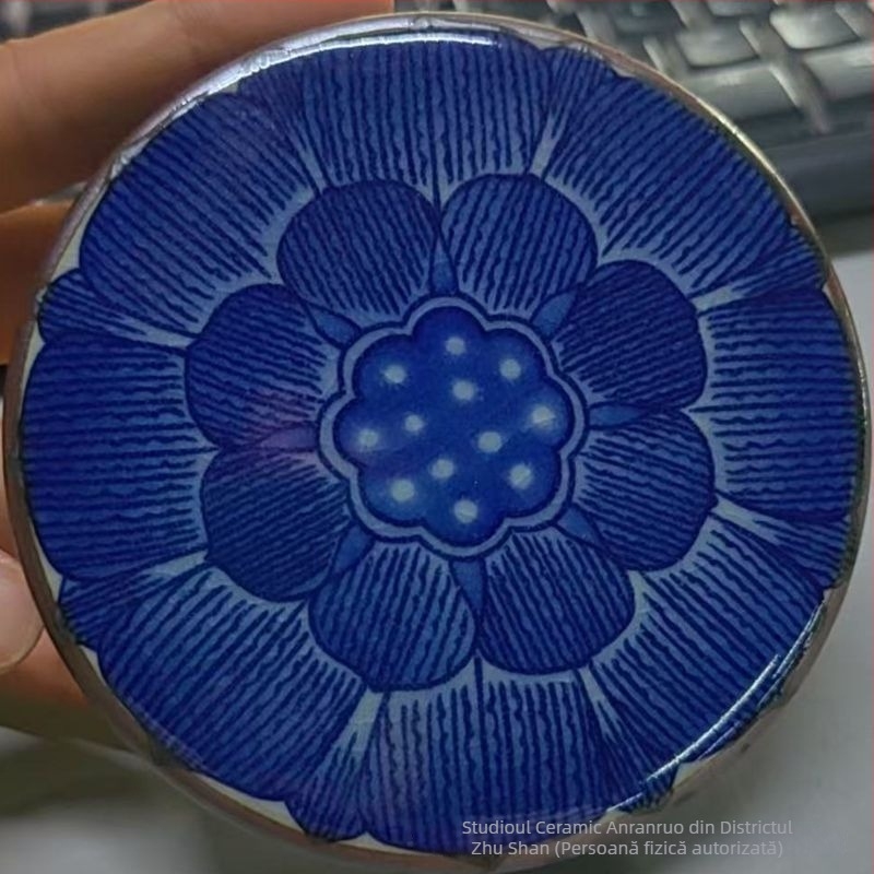 Jingdezhen porțelan lotus ceai coaster și bază pentru ceainic, glazură crăpată, potrivit pentru set Gongfu, utilizare casnică