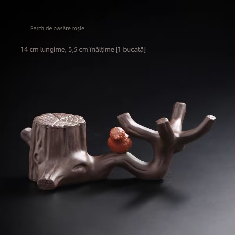 Pereche de suporturi pentru capacele de ceainic din lut mov, cu suport pentru filtrul de ceai și ornament de ceai Magpie – set tavă de ceai